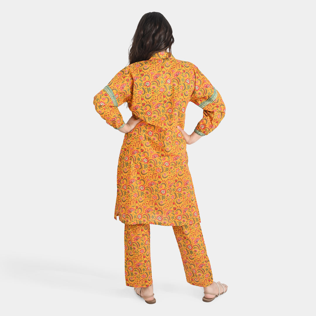 Teen Girls Cotton 2-Piece Suit - Mustard
