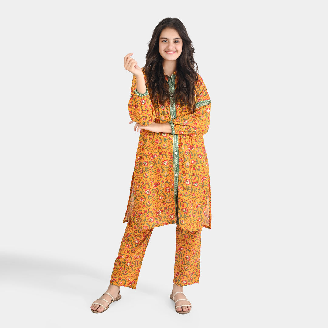 Teen Girls Cotton 2-Piece Suit - Mustard