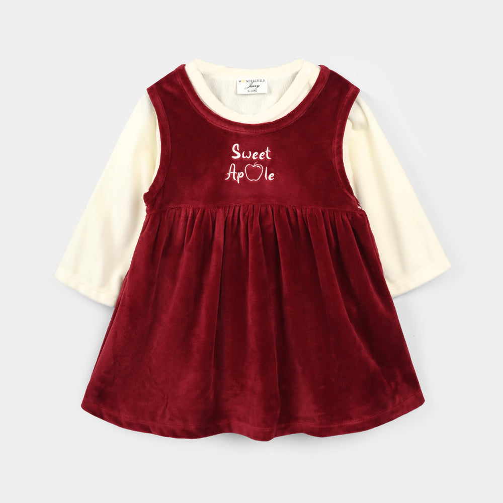 Infant Girls Velour Knitted Suit 319 - 095 - Red & Off White