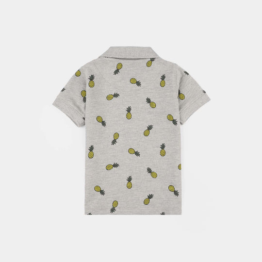 Infant Boys Cotton PK Polo (Pineapple) - Gray