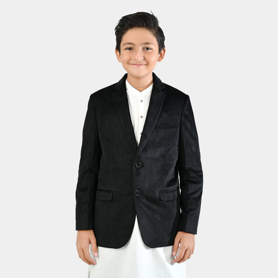 Boys Suede Blazer - Black