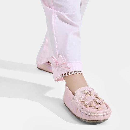 Infant Girls Cotton  Embroidered 2Pcs (Mehka Gul) - Baby Pink