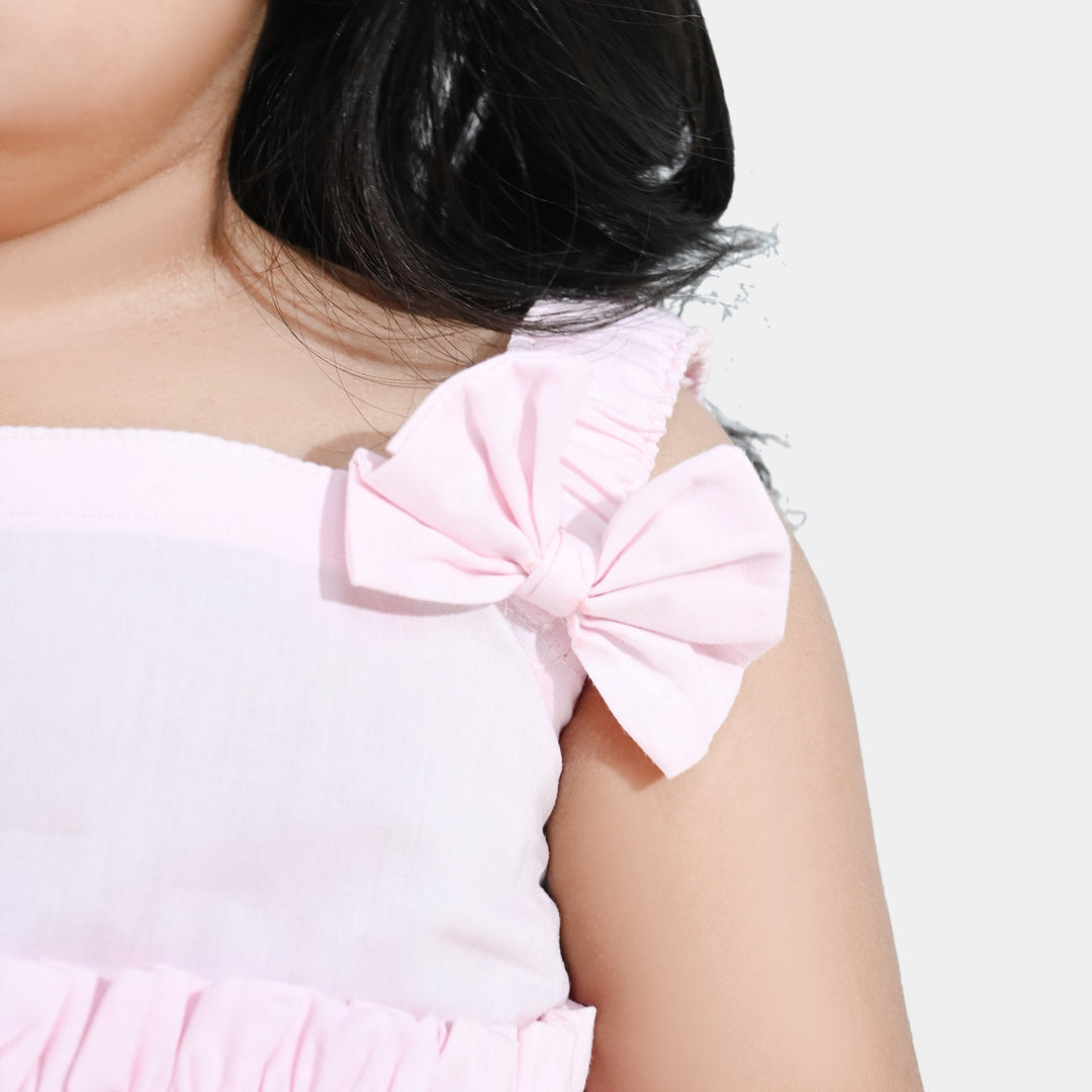 Infant Girls Cotton  Embroidered 2Pcs (Mehka Gul) - Baby Pink