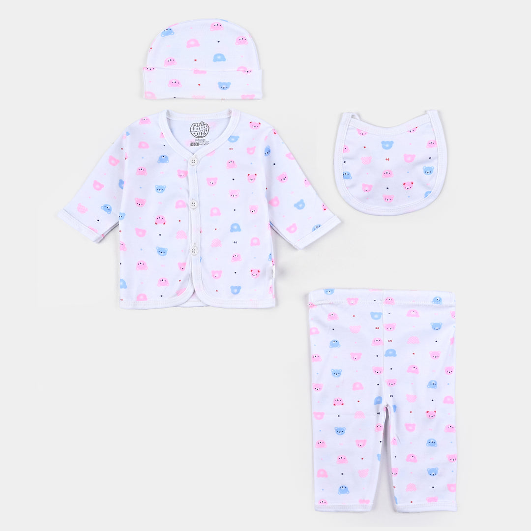 Baby Winter Suit Bear Pink 4PCs | 0-3M