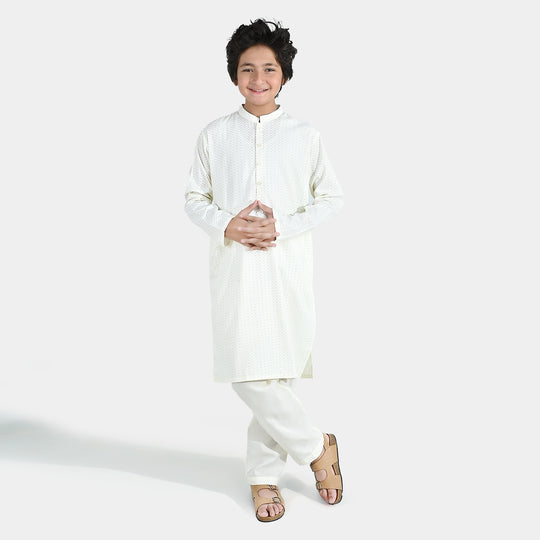 Boys Poly Viscose Kurta Pajama (Elegant) - Cream