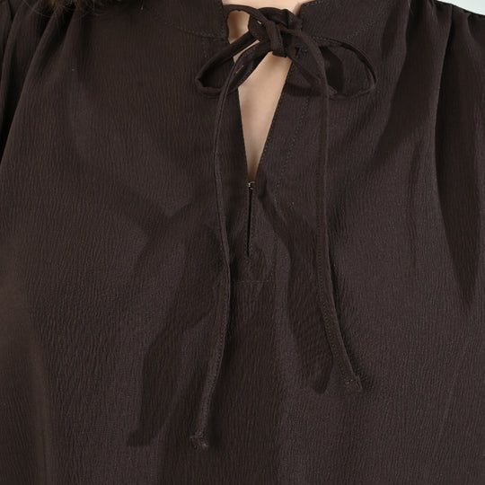 Teens Girls Poly Viscose Casual Top - Dark Brown