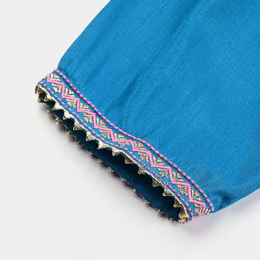 infant Girls Poly Viscose 2Pcs Charming-Teal blue