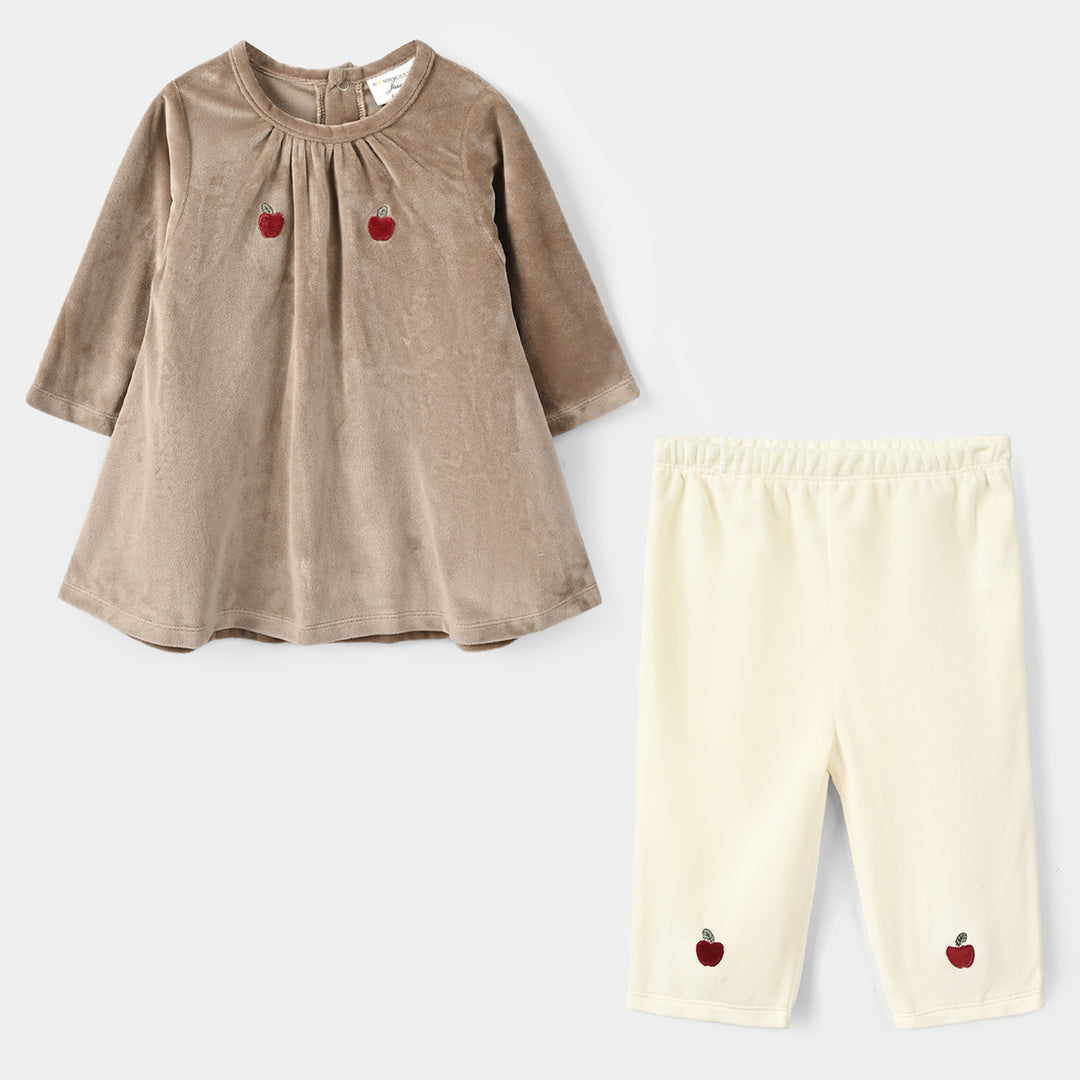 Infant Girls Velour Knitted Suit 319 - 096 - Brown & White
