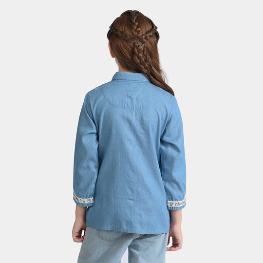 Girls Denim rigid Emb Top Sequins Style-Blue