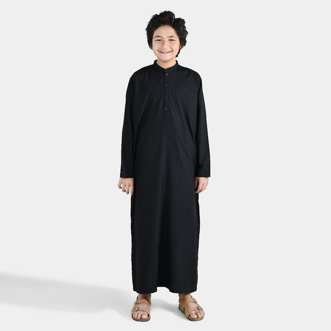 Boys Poly Viscose Jubba - Black