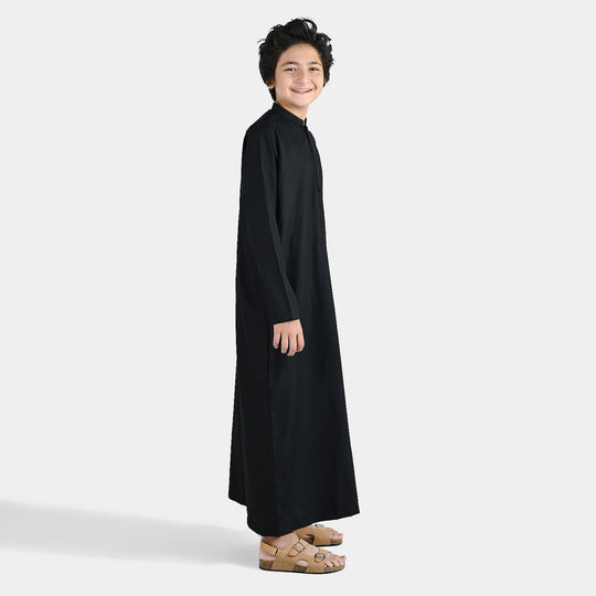 Boys Poly Viscose Jubba - Black