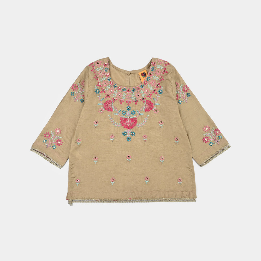 Girls Raw Silk 3Piece-BEIGE