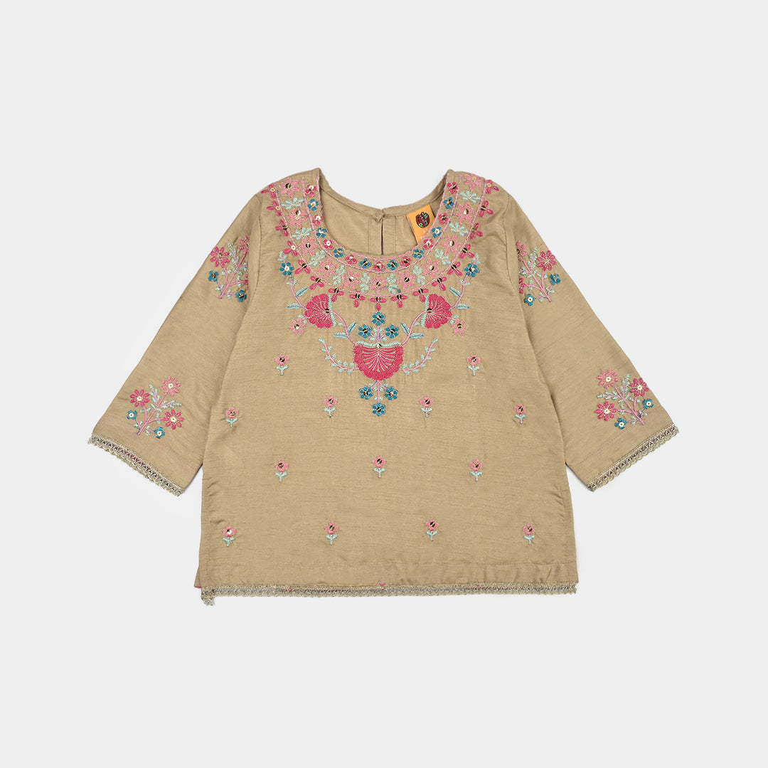 Girls Raw Silk 3Piece-BEIGE