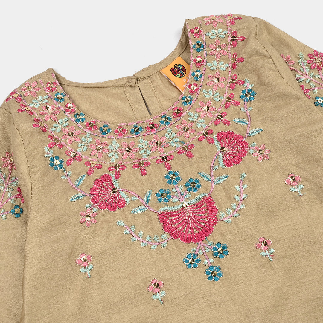 Girls Raw Silk 3Piece-BEIGE