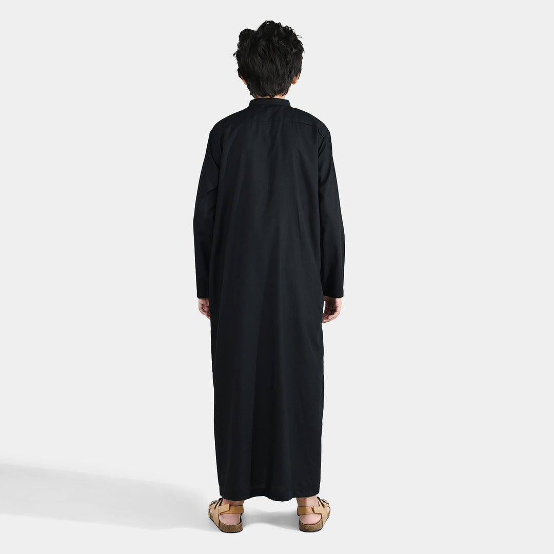 Boys Poly Viscose Jubba - Black
