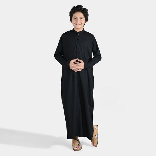 Boys Poly Viscose Jubba - Black