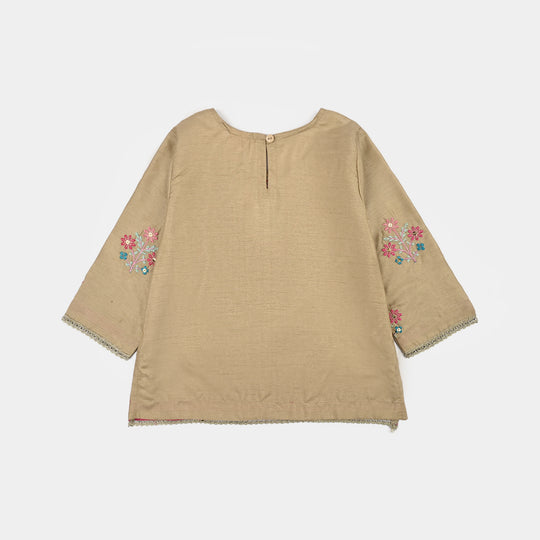 Girls Raw Silk 3Piece-BEIGE