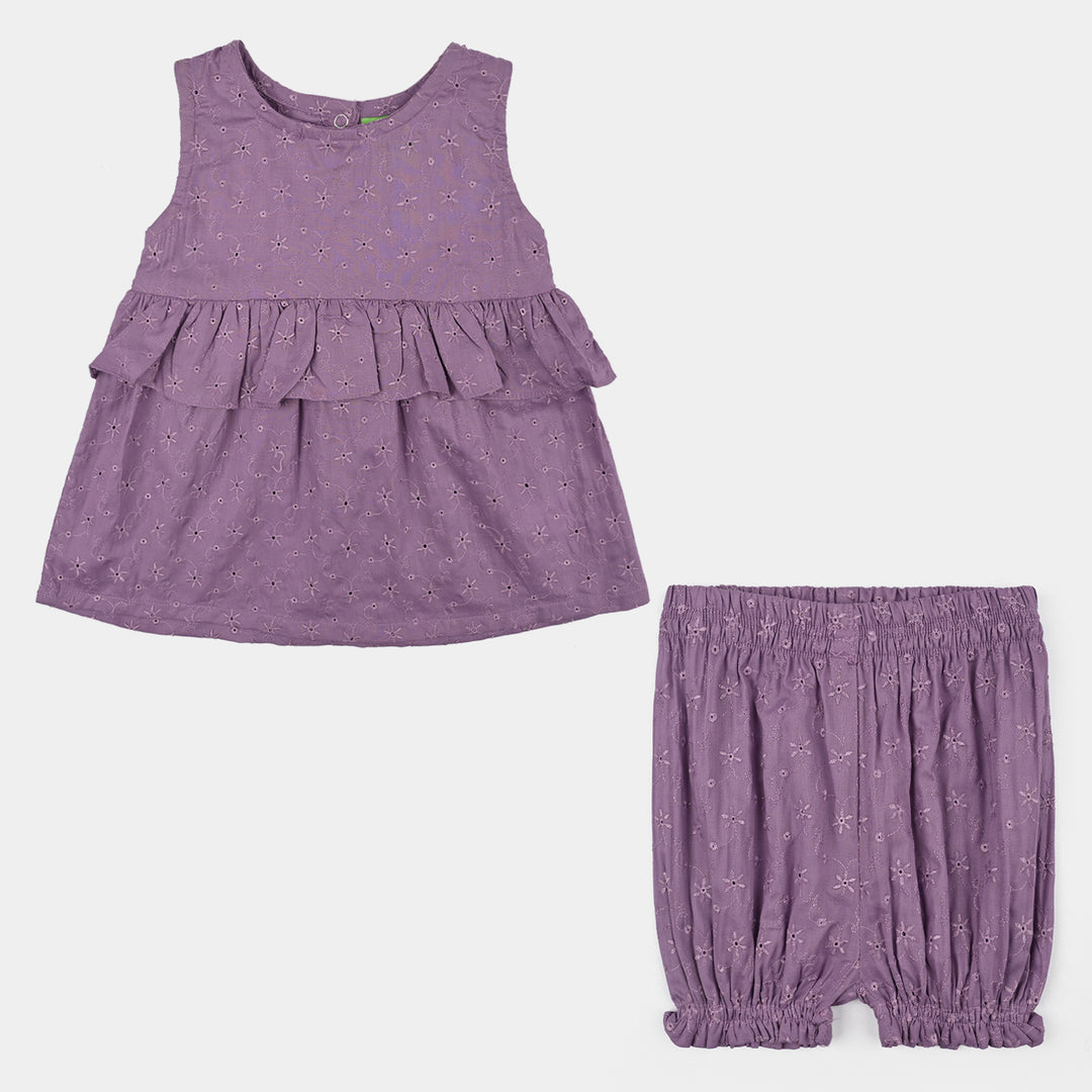 Infant Girls Chikankari 2Pc Suit- Lavender