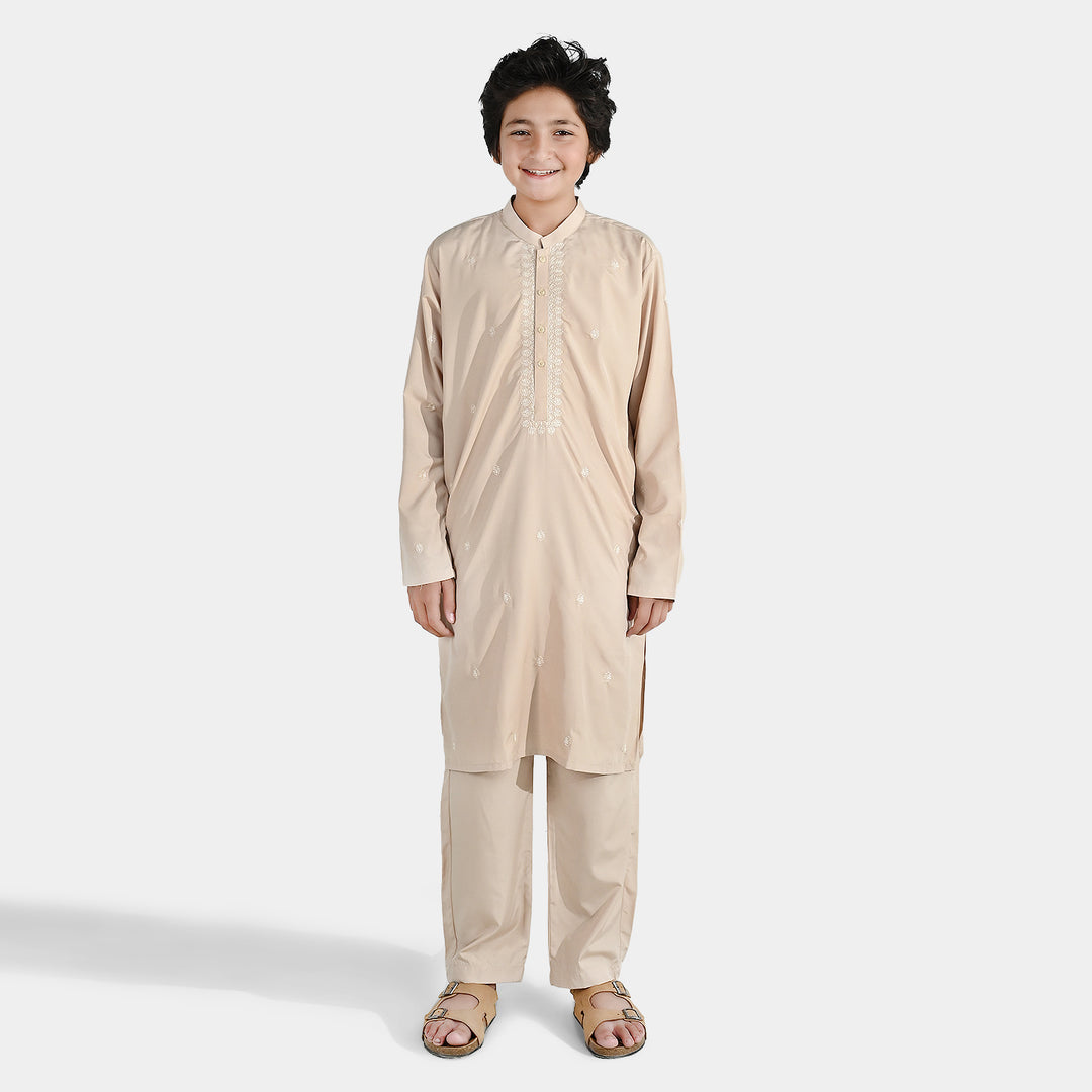 Boys Poly Viscose Kurta Pajama - Beige