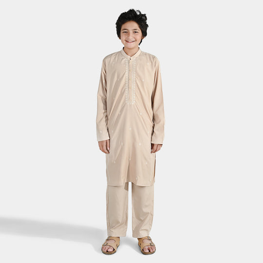 Boys Poly Viscose Kurta Pajama - Beige