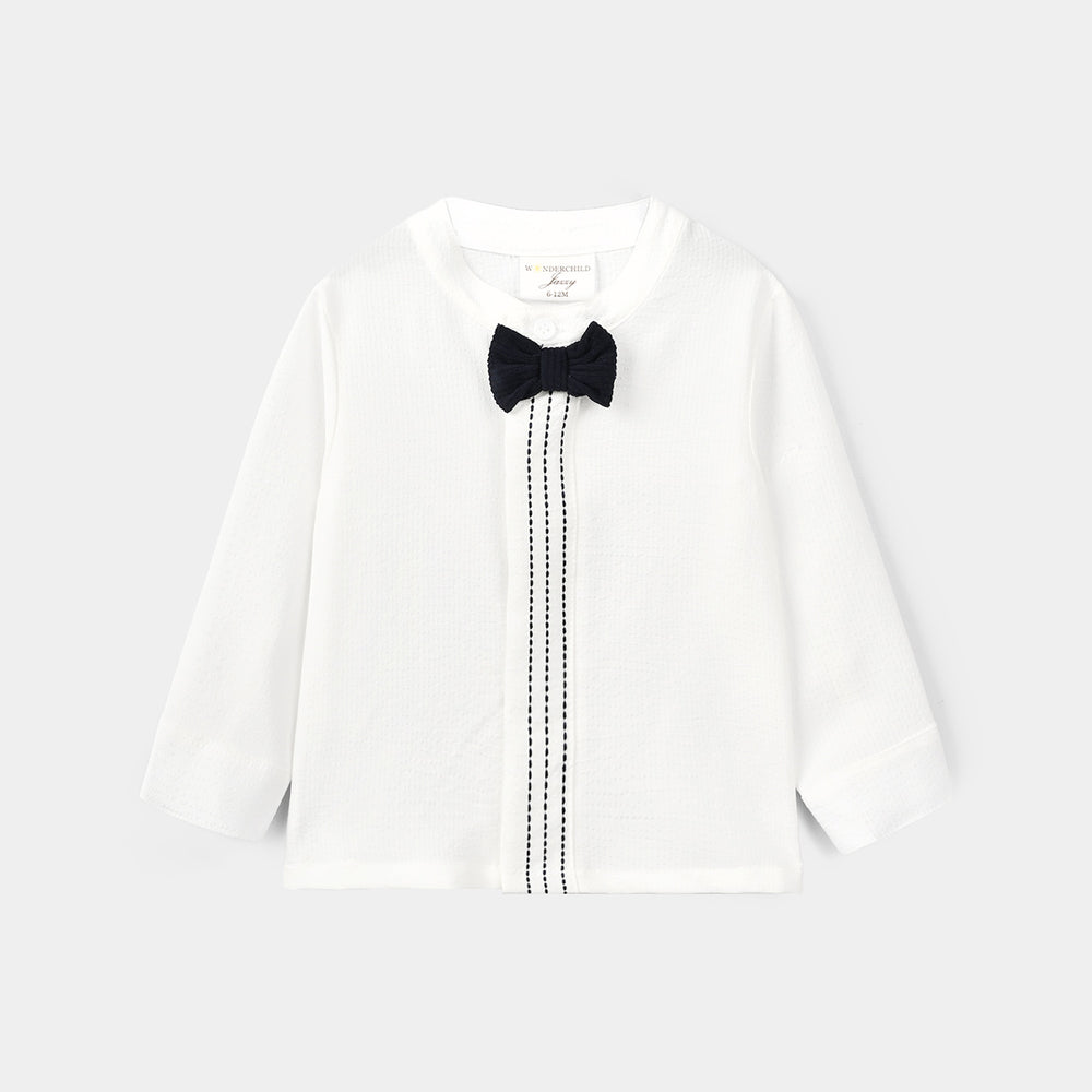 Infant Boys Cotton Interlock Woven Suit 320 - 033 - White & Navy