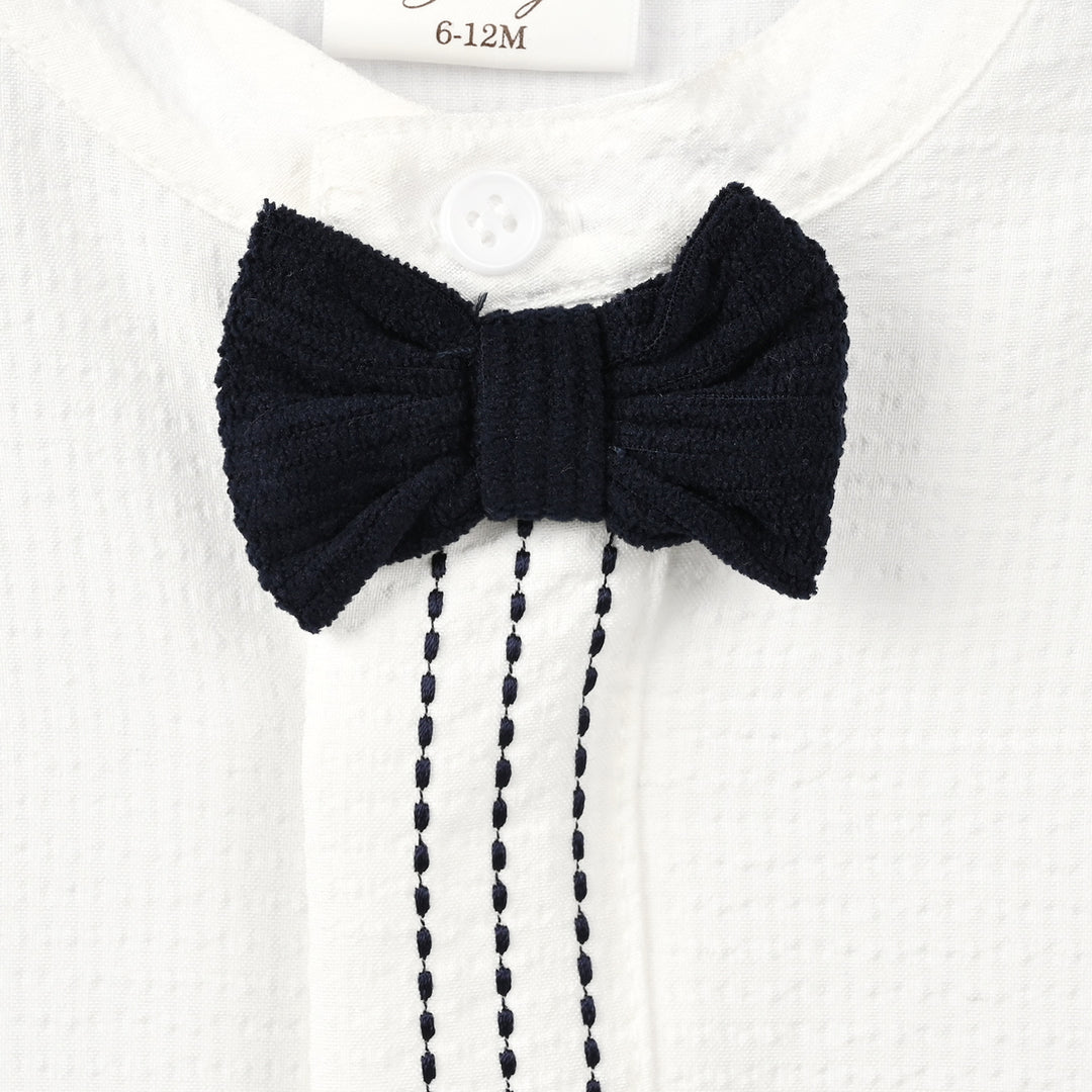 Infant Boys Cotton Interlock Woven Suit 320 - 033 - White & Navy