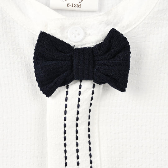 Infant Boys Cotton Interlock Woven Suit 320 - 033 - White & Navy