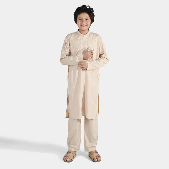 Boys Poly Viscose Kurta Pajama - Beige