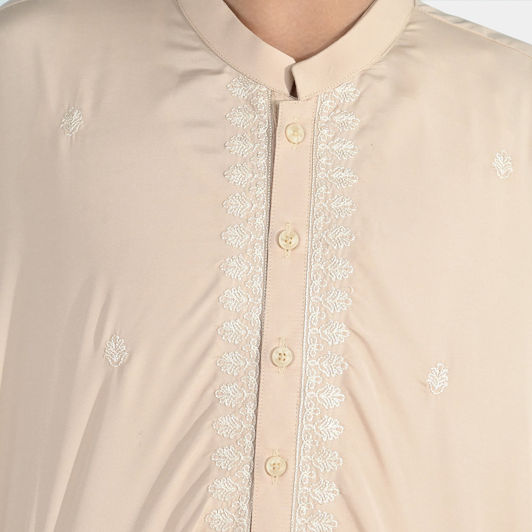 Boys Poly Viscose Kurta Pajama - Beige
