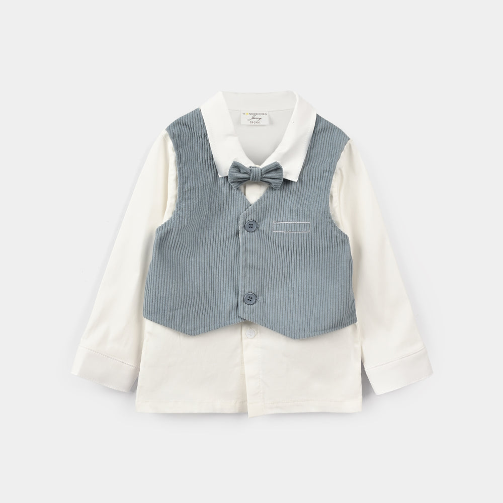 Infant Boys Cotton Interlock 3 - PC 320 - 027 - White & Blue