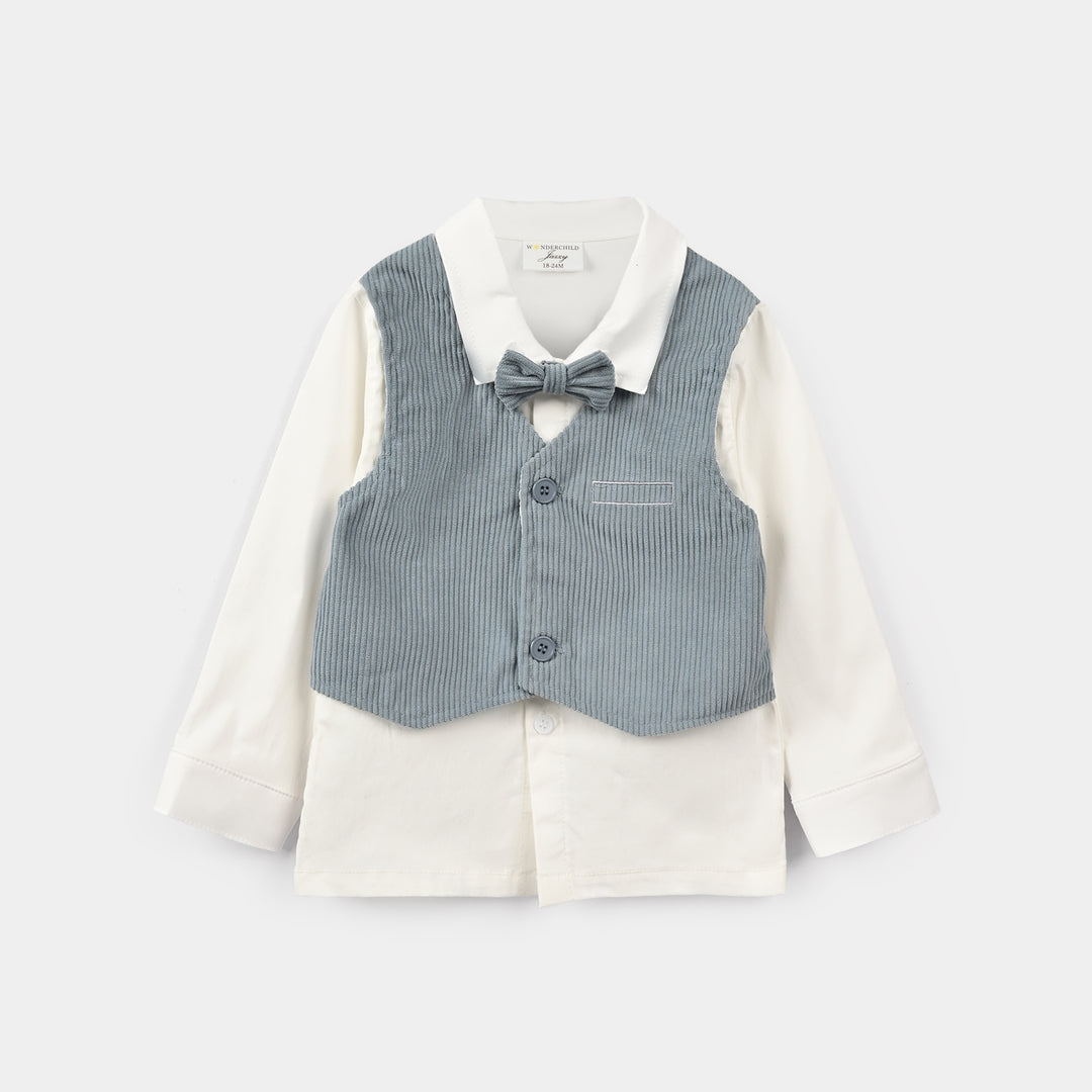 Infant Boys Cotton Interlock 3 - PC 320 - 027 - White & Blue