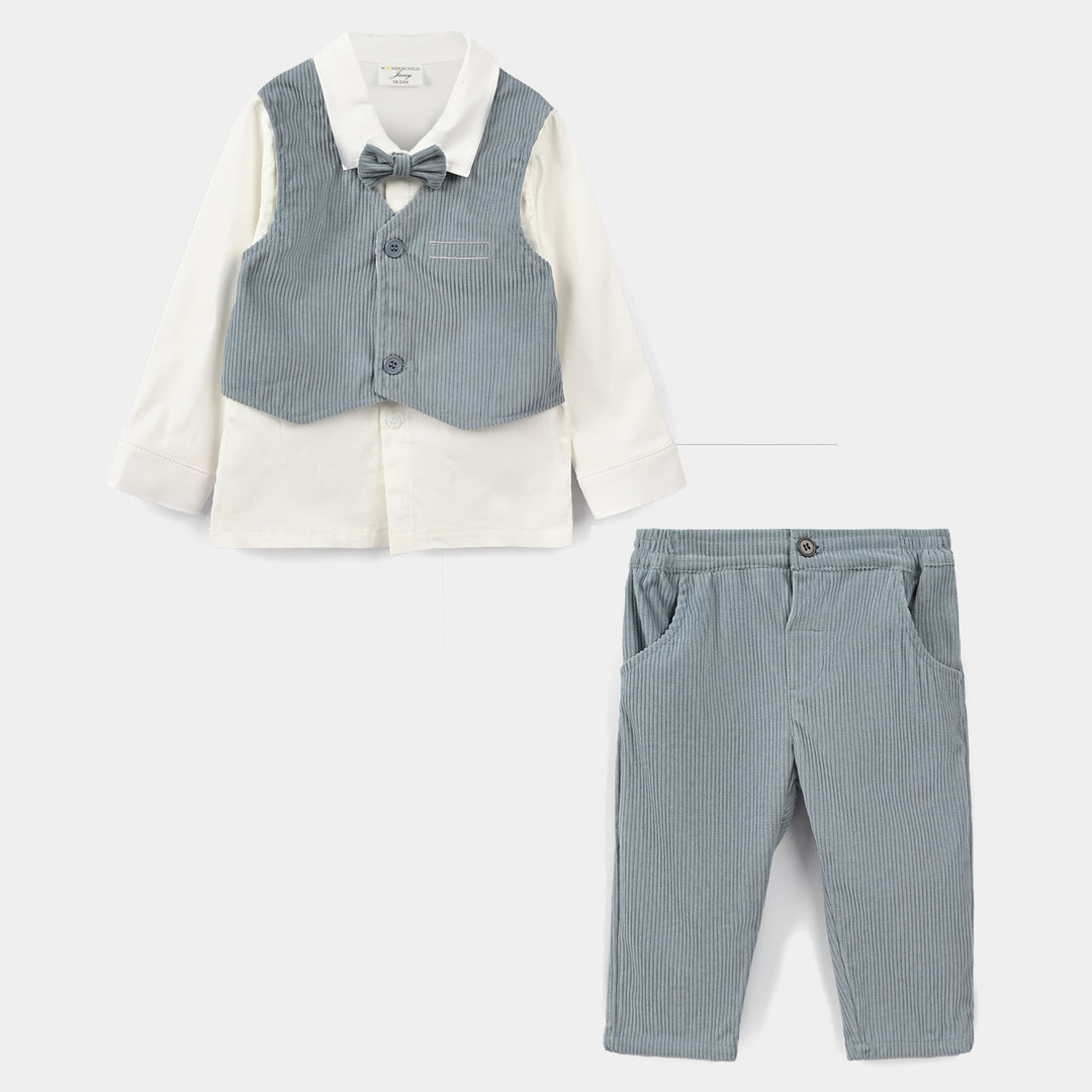Infant Boys Cotton Interlock 3 - PC 320 - 027 - White & Blue
