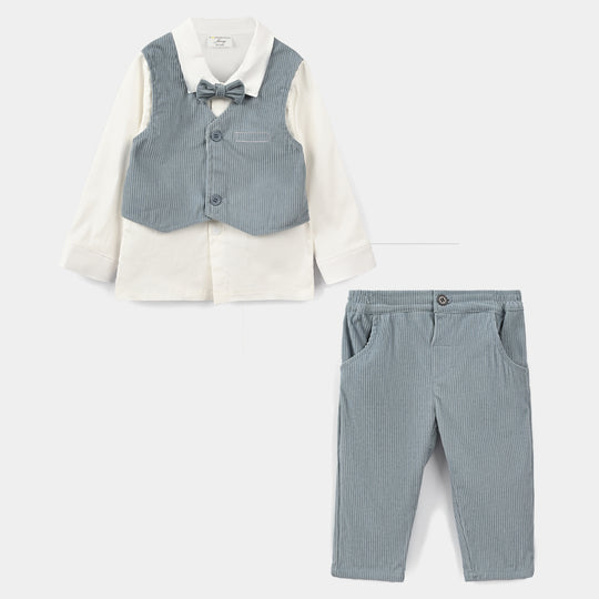 Infant Boys Cotton Interlock 3 - PC 320 - 027 - White & Blue