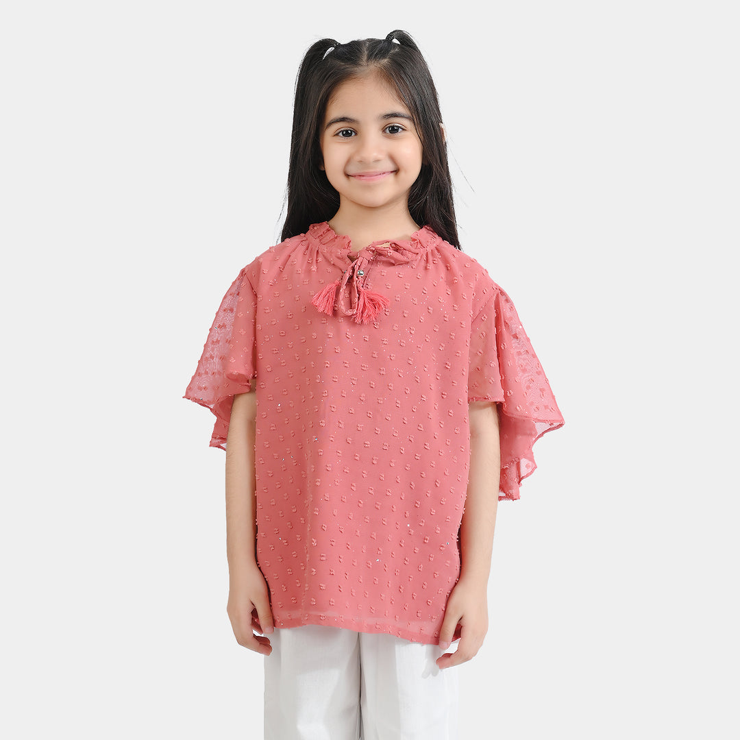 Girls Chiffon Casual Top - Peach