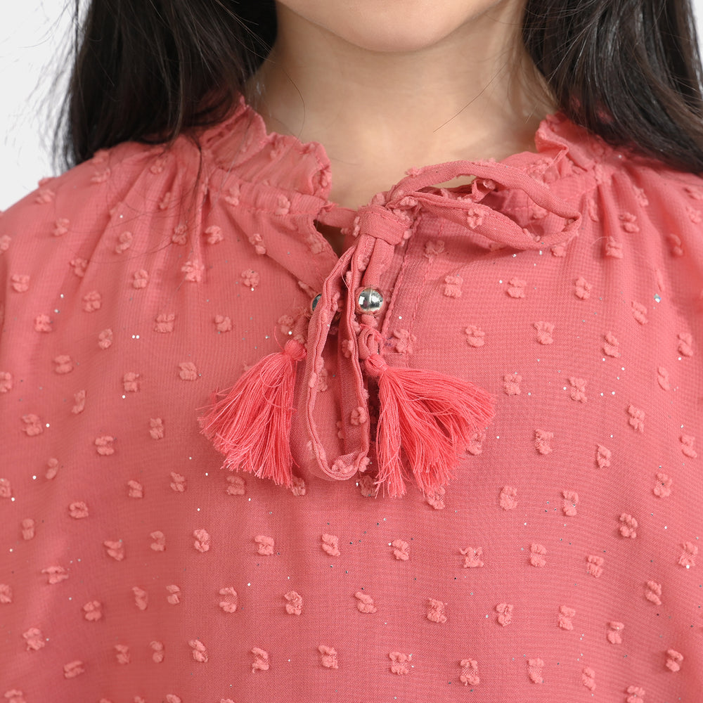 Girls Chiffon Casual Top - Peach