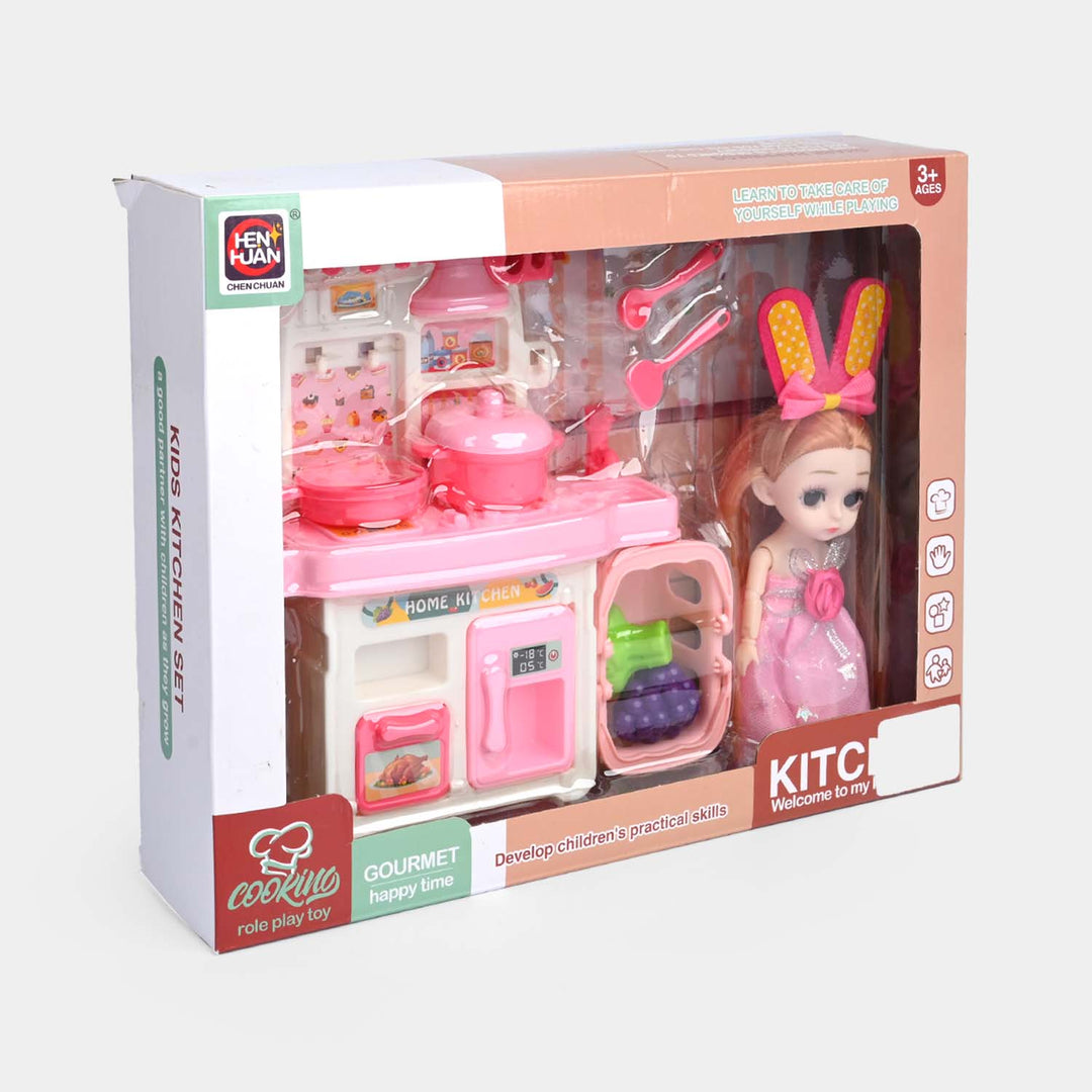 Mini Toy Kitchen Playset with Doll | Cook, Play & Imagine