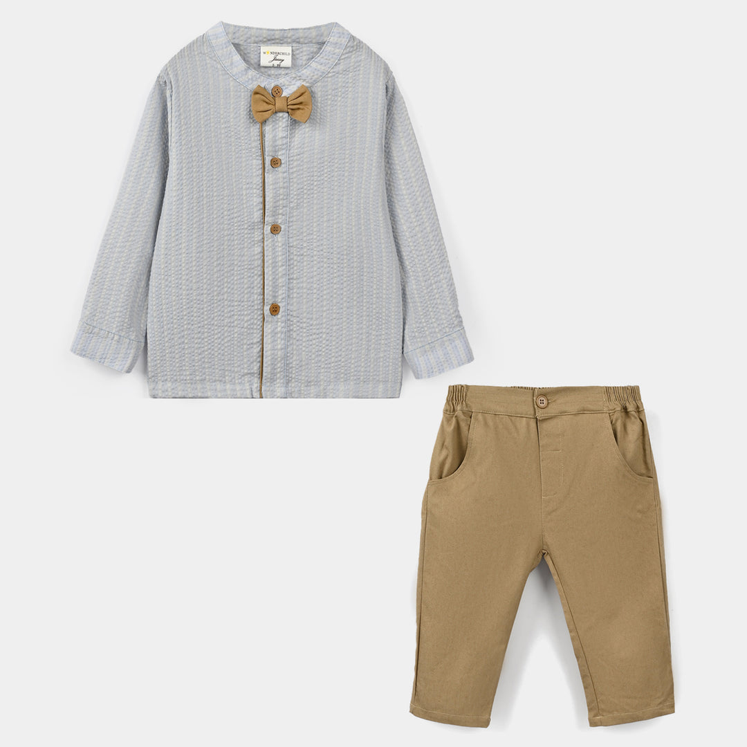 Boys Cotton Interlock Woven Suit 320 - 034 - Blue & Beige