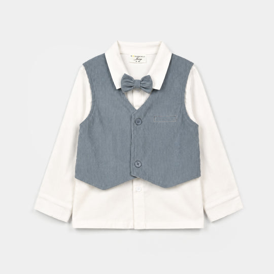 Boys Cotton Interlock 3 - PC 320 - 027 - White & Blue