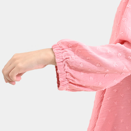 Girls Cotton CO-Ord Set - Light Pink/Peach