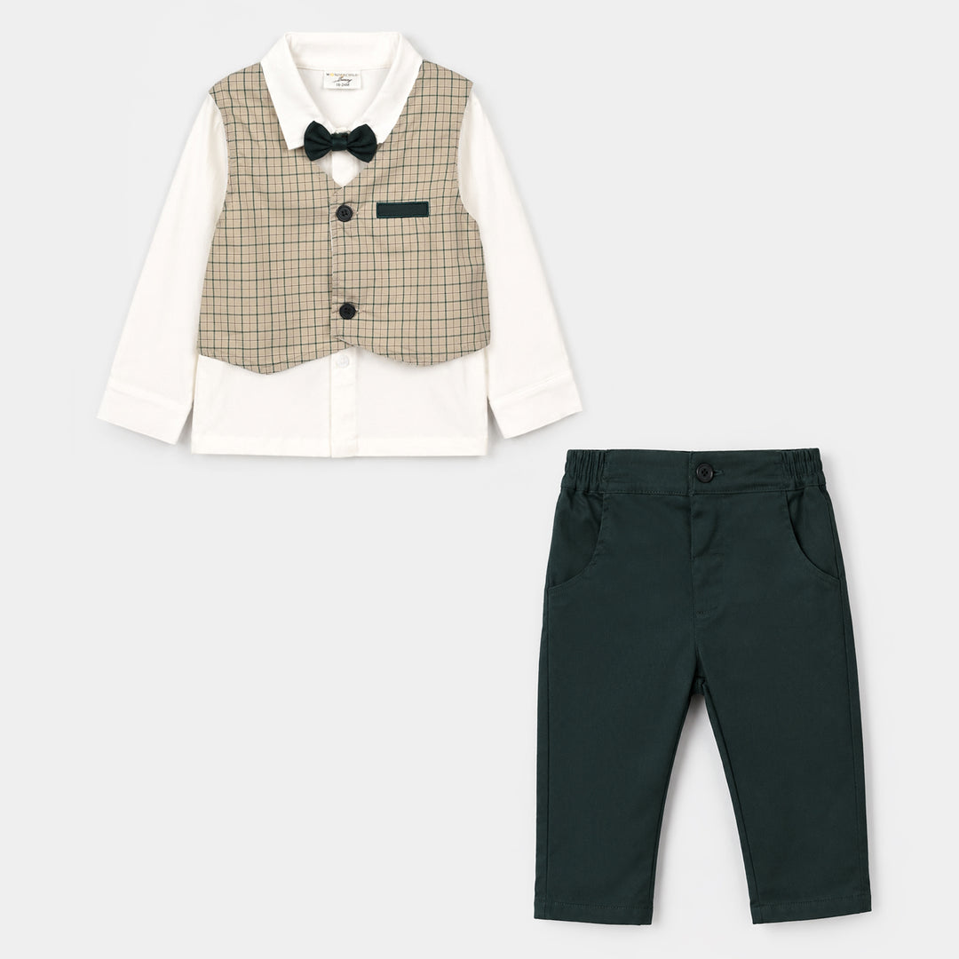 Infant Boys Cotton Interlock 3 - PC 320 - 028 - White & Green