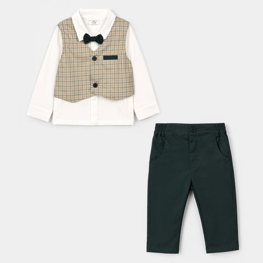 Infant Boys Cotton Interlock 3 - PC 320 - 028 - White & Green