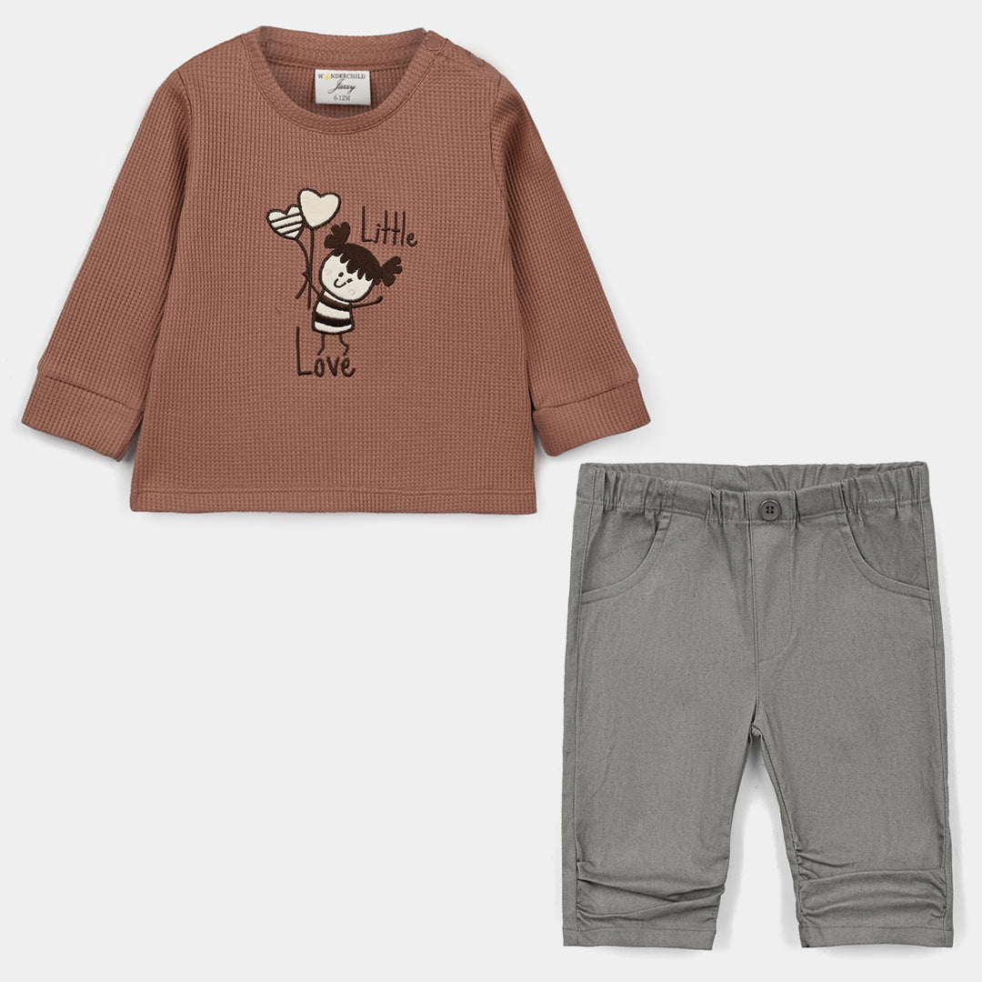 Infant Girls Thermal Knitted Suit 319 - 079 - Brown & Grey