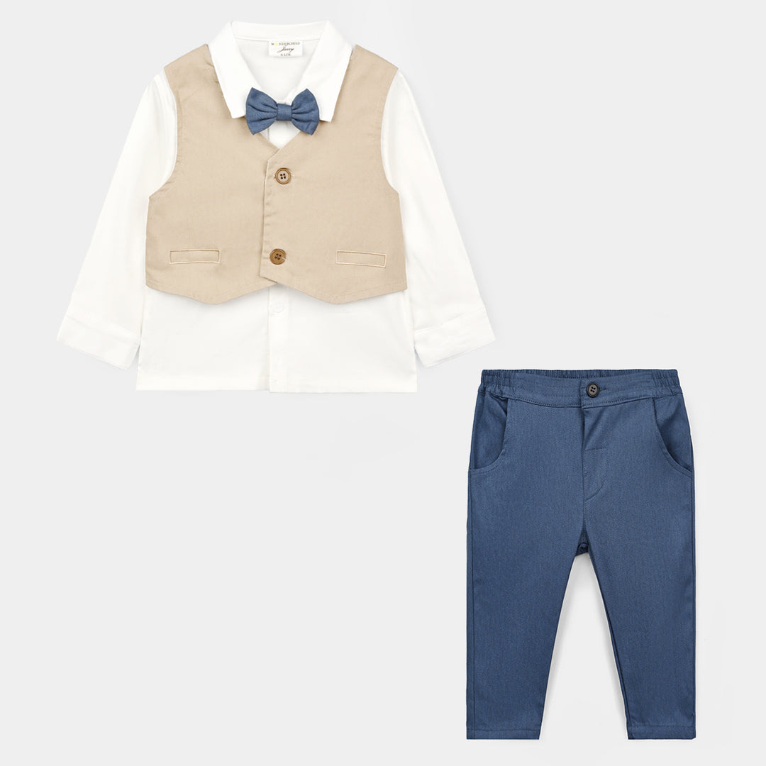 Infant Boys Cotton Interlock 3 - PC 320 - 026 - White & Navy