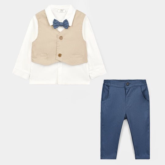 Infant Boys Cotton Interlock 3 - PC 320 - 026 - White & Navy