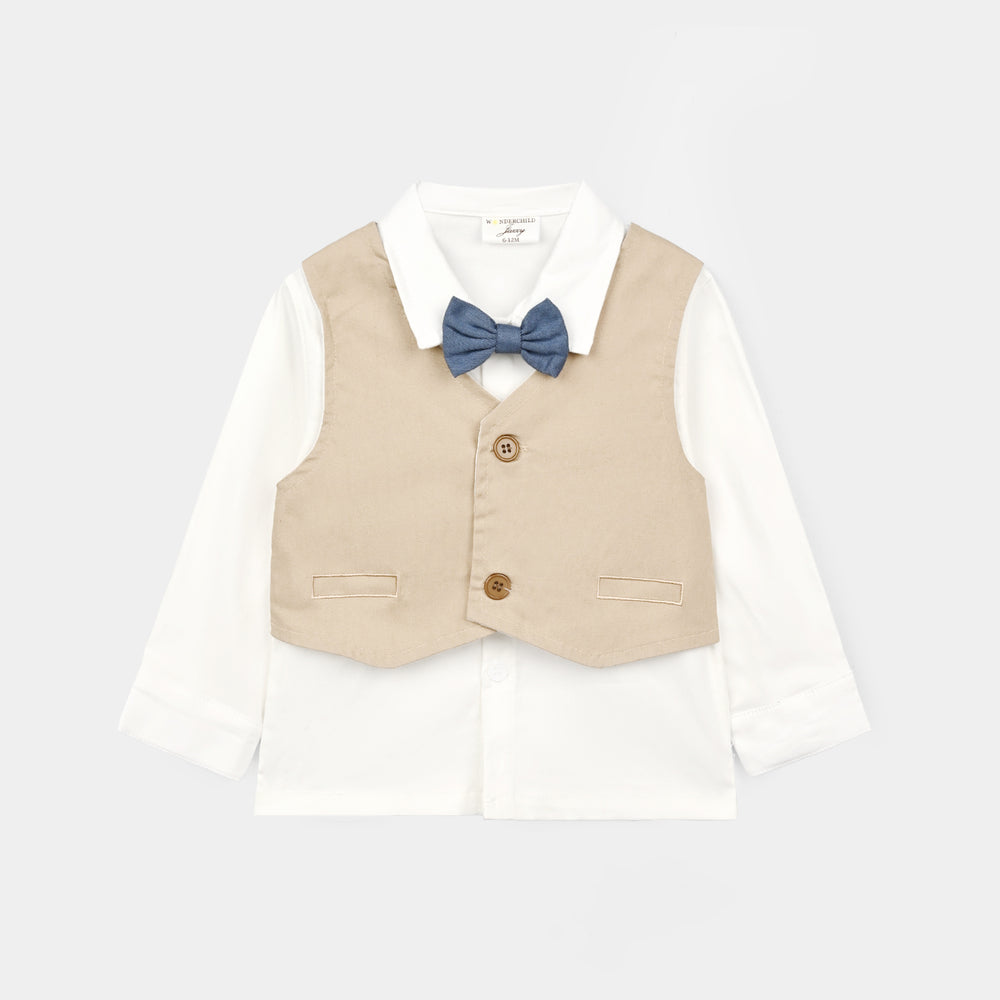 Infant Boys Cotton Interlock 3 - PC 320 - 026 - White & Navy