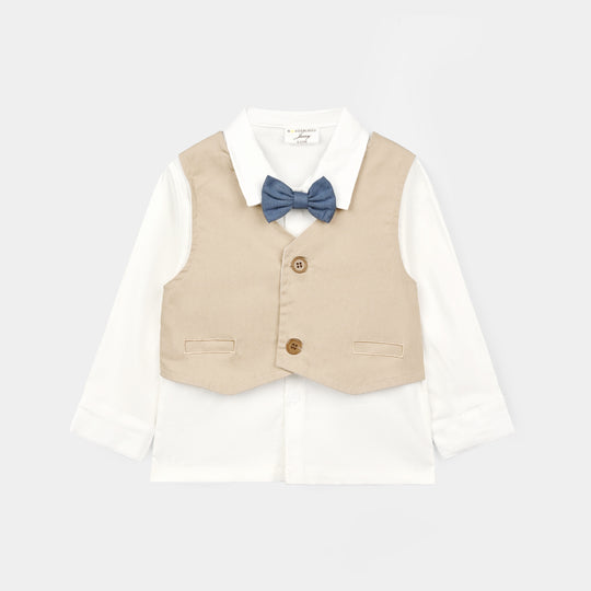 Infant Boys Cotton Interlock 3 - PC 320 - 026 - White & Navy