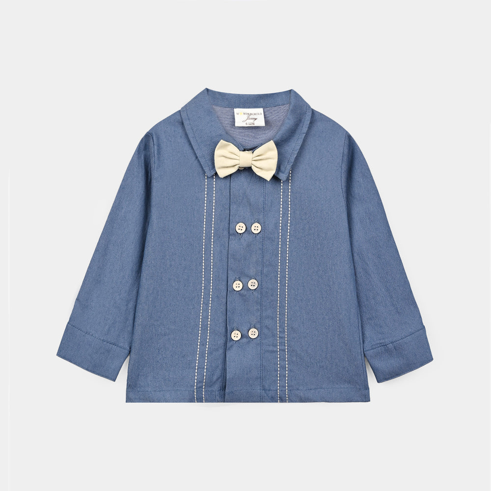 Infant Boys Cotton Interlock Woven Suit 320 - 036 - Blue & Beige