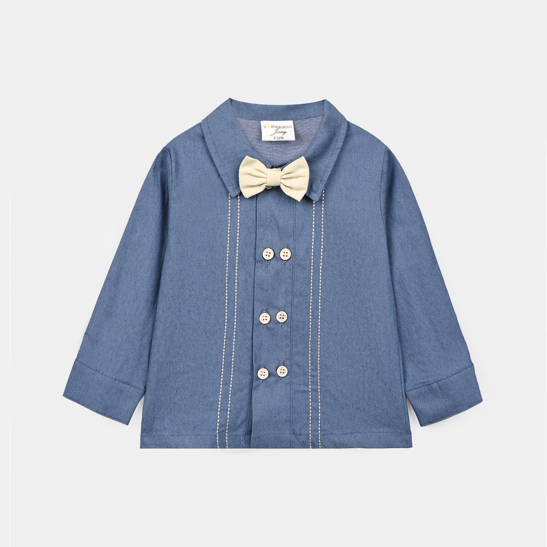 Infant Boys Cotton Interlock Woven Suit 320 - 036 - Blue & Beige