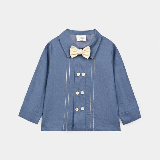 Infant Boys Cotton Interlock Woven Suit 320 - 036 - Blue & Beige