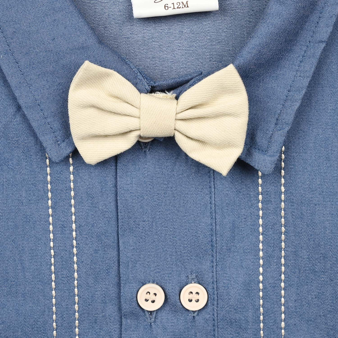 Infant Boys Cotton Interlock Woven Suit 320 - 036 - Blue & Beige